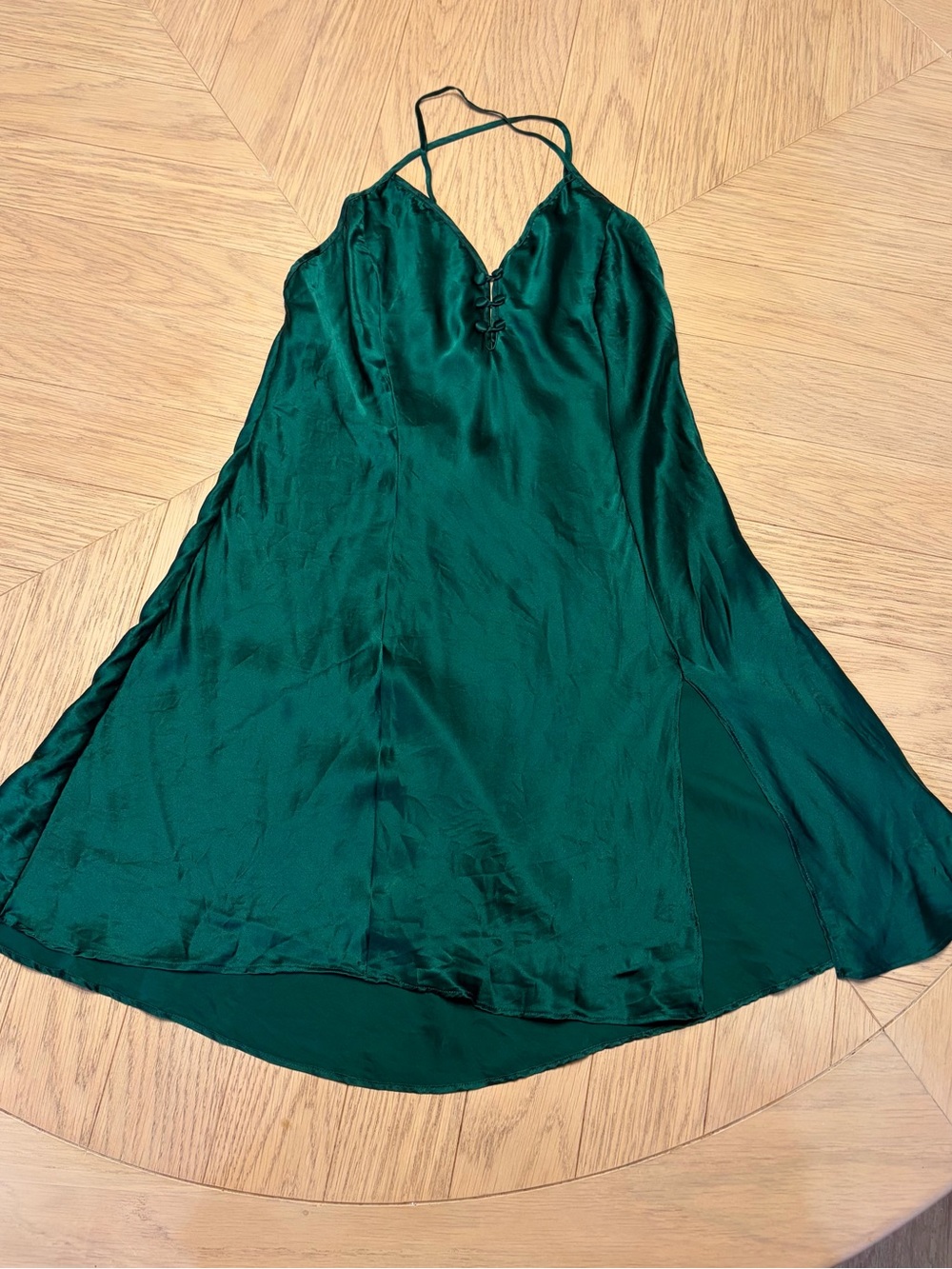 Vintage Victoria’s Secret Gold Label 100% Silk Slip Dress Emerald Green - Medium